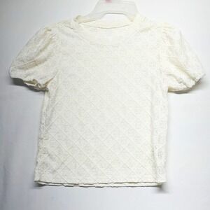 Dazy Designer Womens Medium Sheer Cream Lace Top Short Sleeves Cottage Twee